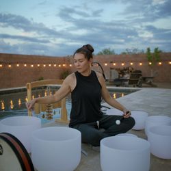 Rincon Valley Yoga - Aqua & Earth Sound Journey, sound bath, at Rincon Valley Yoga in Vail, AZ.