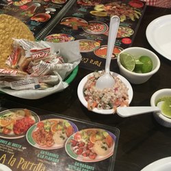Ceviche, verde salsa, & chips