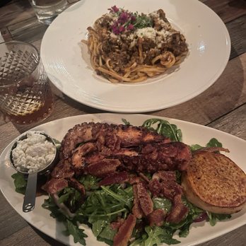 Beeside Balcony - Octopus and lamb pasta - Mediterranean Near Me - Del Mar, California Beeside Balcony - Octopus and lamb pasta - Mediterranean Near Me - Del Mar, California