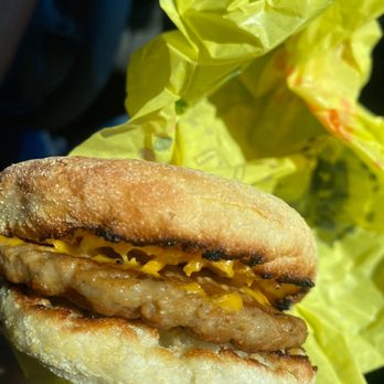 McDonald's - Just sausage and cheese in between the biscuits... neither one of our biscuits included eggs! - Fast Food Near Me - Diamond Bar, California