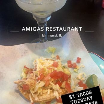 Amigas Restaurant - Chicken taco and a margarita - Mexican Near Me - Elmhurst, Illinois