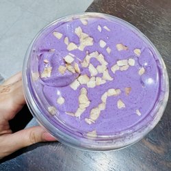 Ube foam with toasted coconut
