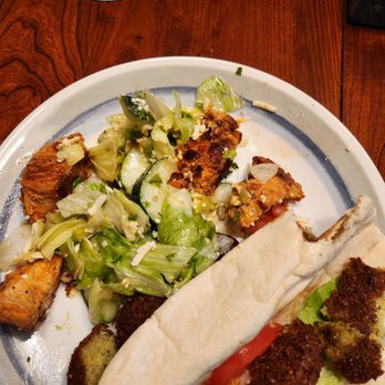 Al Basha - Side order of falafel & Greek Salad with Chicken. - Middle Eastern Near Me - Fishers, Indiana