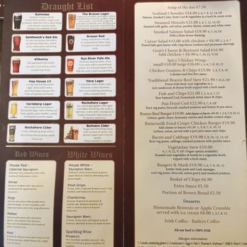 The Brazen Head - Menu - Pubs Near Me - Dublin, D