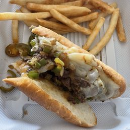Half of a Kicker Philly cheesesteak Half of a Kicker Philly cheesesteak