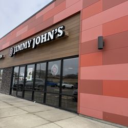 Jimmy John's - Entrance door, as I wait in drive thru
