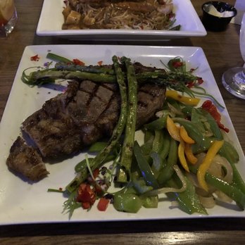 Addison's Steakhouse - Ribeye mixed grilled peppers grilled asparagus - American Near Me - McHenry, Illinois