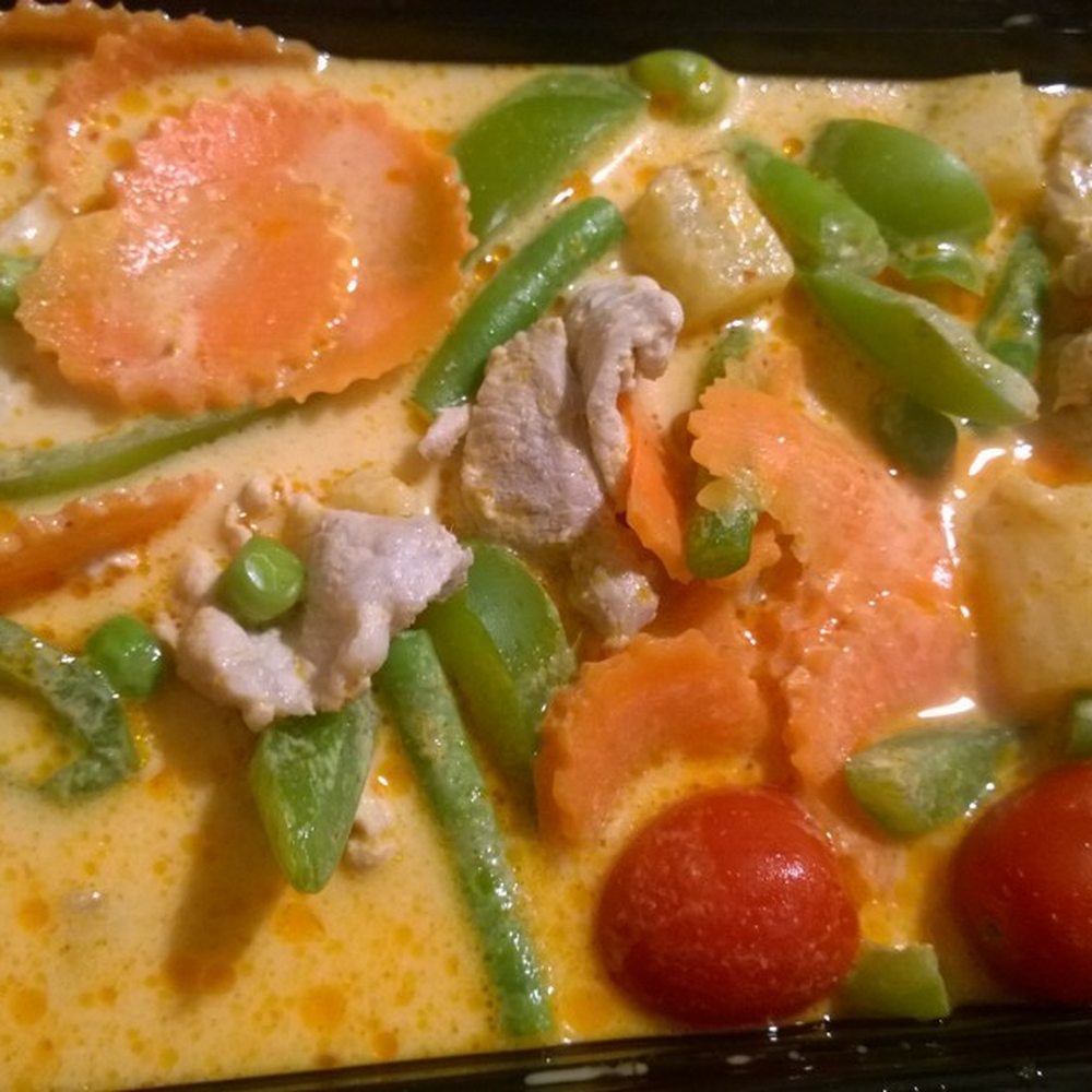 Divine Thai - Choo Chee curry with pork. (Best protein for this dish in my opinion.) Dinner size. - Thai Near Me - Northbridge, Massachusetts Divine Thai - Choo Chee curry with pork. (Best protein for this dish in my opinion.) Dinner size. - Thai Near Me - Northbridge, Massachusetts