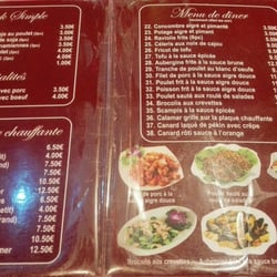 Le Nid Savoureux - The menu. For lunch they provide only fried rice or noodles etc quick food. For dinner on the right side of the menu