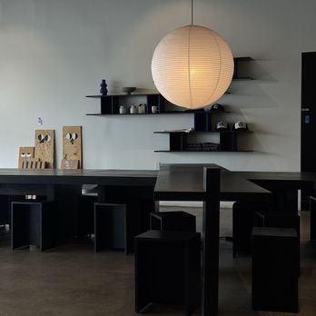 Grid Coffee - interior, large communal table - Coffee & Tea Near Me - Santa Ana, California