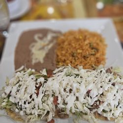 El Jalapeno Charro - Tostada comes with rice & beans