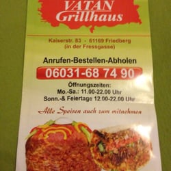 Vatan Grillhaus - Die aktuelle Speisekarte.