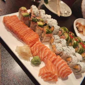 Nagomi - Spicy Crunch Shrimp Mango Roll, 13. Rock "N" Roll, 3. Rainbow Roll, Spicy Crunch Salmon Roll, salmon sashimi - Sushi Bars Near Me - Glenside, Pennsylvania