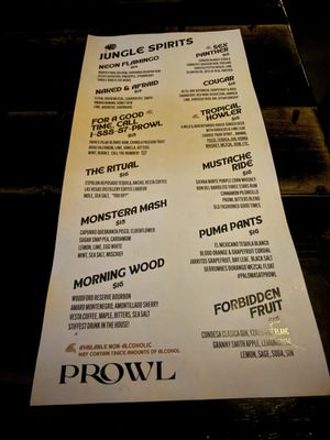 Menu photo 1 Prowl Las Vegas, NV Menu photo 1 Prowl Las Vegas, NV