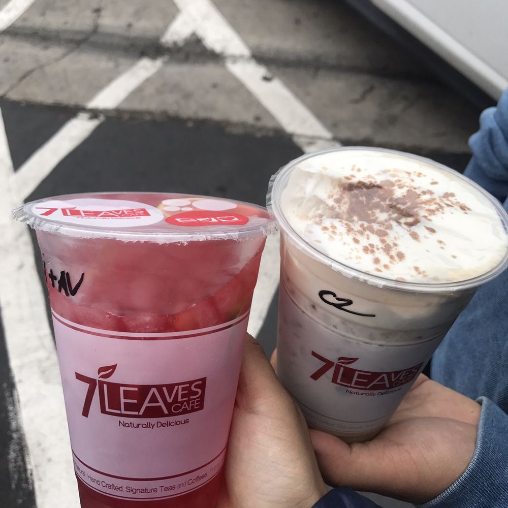 7 Leaves Cafe - Hibiscus tea with aloe and a vietnamese iced coffee - Coffee & Tea Near Me - Cypress, California