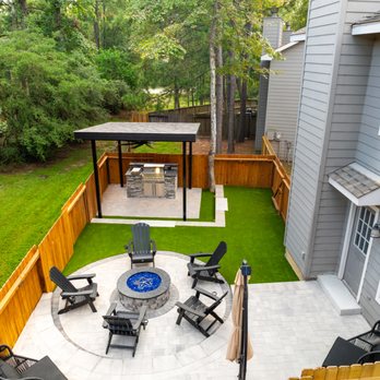 Sanabria Outdoor Solutions - Patio extension, turf installation, custom design fire pit, pergola, and outdoor kitchen project. - Landscaping Near Me - Katy, Texas Sanabria Outdoor Solutions - Patio extension, turf installation, custom design fire pit, pergola, and outdoor kitchen project. - Landscaping Near Me - Katy, Texas