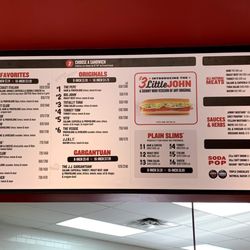 Jimmy John's - Snapshot of the menu