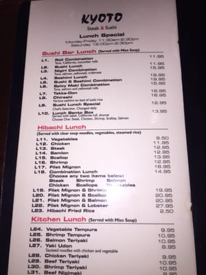 Menu photo 2 Kyoto Steak & Sushi Florham Park, NJ Menu photo 2 Kyoto Steak & Sushi Florham Park, NJ