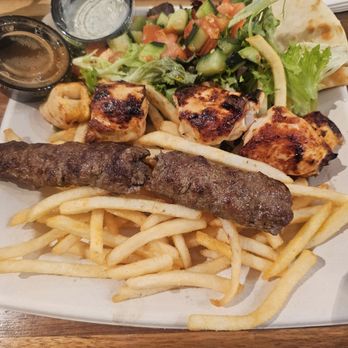 Luna Grill Clearfork - Chicken and koobideh plate with salad and fries - Greek Near Me - Fort Worth, Texas Luna Grill Clearfork - Chicken and koobideh plate with salad and fries - Greek Near Me - Fort Worth, Texas