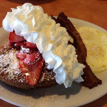 Original Breakfast House - French Toast with Strawberries and whip with bacon and eggs! - Breakfast & Brunch Near Me - Phoenix, Arizona