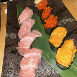 Fatty Tuna, Salmon Roe, Hokkaido Sea Urchin (BAD this day)