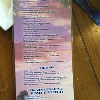 Sunset Grille - Drink menu - Seafood Near Me - Saint Augustine, Florida