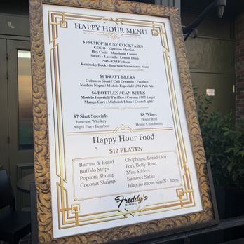 Freddy’s Chophouse - Happy hour menu - American Near Me - San Diego, California