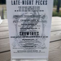 The Drunken Crow - Late night menu