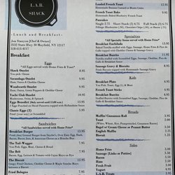 The LAB Shack - Breakfast menu