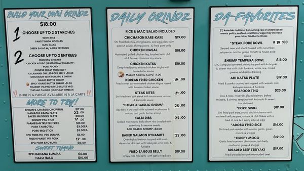 Menu photo 1 Da Soriano Grindz Kahului, HI