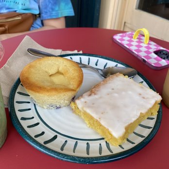 Farmer & Co - Blueberry cream cheese muffin (left) and Argentinian Limonese (right) - Coffee & Tea Near Me - Kennett Square, Pennsylvania Farmer & Co - Blueberry cream cheese muffin (left) and Argentinian Limonese (right) - Coffee & Tea Near Me - Kennett Square, Pennsylvania