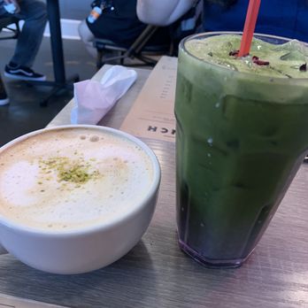 Millie's Cafe - Pasadena - Pistachio latte with almond milk, rose matcha - Breakfast & Brunch Near Me - Pasadena, California