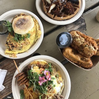 Saenz Ohana Breakfast - Juan Sandwich, Kalua Eggs Benedict, French Toast Sticks, and Chicken and Waffles - Breakfast & Brunch Near Me - Princeville, Hawaii Saenz Ohana Breakfast - Juan Sandwich, Kalua Eggs Benedict, French Toast Sticks, and Chicken and Waffles - Breakfast & Brunch Near Me - Princeville, Hawaii