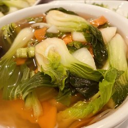 Basil Restaurant - Bok choy, carrots, rice noodle soup