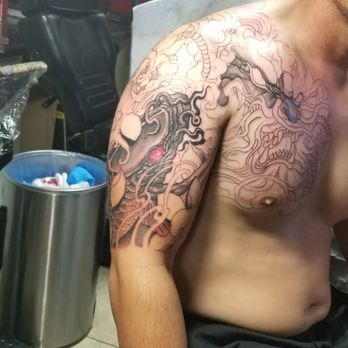 Inkfiend Art Studio - Shout out to Tony Nguyen for this sick chest and half sleeve. - Tattoo Near Me - Alhambra, California Inkfiend Art Studio - Shout out to Tony Nguyen for this sick chest and half sleeve. - Tattoo Near Me - Alhambra, California