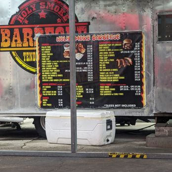 Holy Smoke Barbeque - the menu on the side of the truck - Fast Food Near Me - Jacksonville, Florida Holy Smoke Barbeque - the menu on the side of the truck - Fast Food Near Me - Jacksonville, Florida