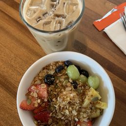 Fruit & Yogurt Parfait and lavender Latte Fruit & Yogurt Parfait and lavender Latte