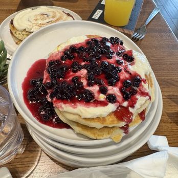 Stray Hen Cafe - Blueberry Lemon cheesecake pancakes - Breakfast & Brunch Near Me - Elmhurst, Illinois