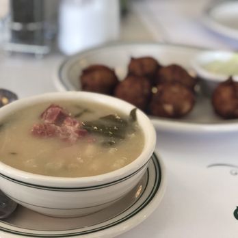 Versailles - Caldo Gallego and Cod Fish Fritters (a lot of cod and perfectly fried) - Cuban Near Me - Miami, Florida Versailles - Caldo Gallego and Cod Fish Fritters (a lot of cod and perfectly fried) - Cuban Near Me - Miami, Florida