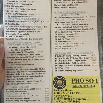 Pho So 1 - Menu as of 7/23/2023 Part 2 of 2 - Vietnamese Near Me - Las Vegas, Nevada Pho So 1 - Menu as of 7/23/2023 Part 2 of 2 - Vietnamese Near Me - Las Vegas, Nevada