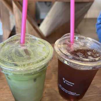 Caffe In Coffee Roasters - lavender matcha latte & americano - Coffee & Tea Near Me - Tustin, California Caffe In Coffee Roasters - lavender matcha latte & americano - Coffee & Tea Near Me - Tustin, California
