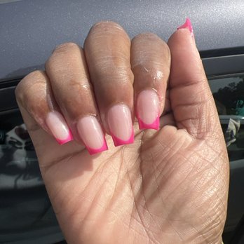 Natural Nails - Pink acrylic French tips - Nail Salons Near Me - Chapel Hill, North Carolina Natural Nails - Pink acrylic French tips - Nail Salons Near Me - Chapel Hill, North Carolina