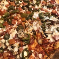 Papa Johns Pizza - Veggie pizza with hardly any cheese topping, even though I was told this is a standard amount.