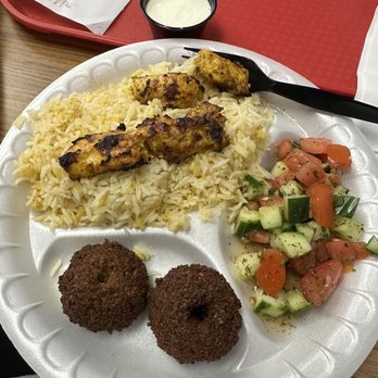Gyroz Mediterranean Eatery - Chicken Kabab Plate with 2 sides: Falafel, Cucumber Salad - Mediterranean Near Me - Lexington, Kentucky