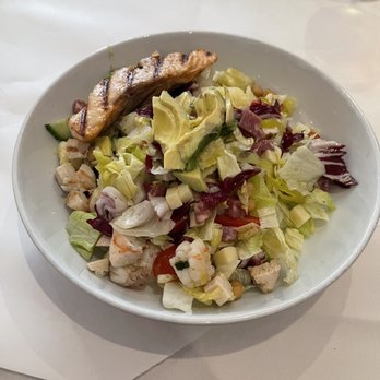 Giuseppe's Cucina Rustica - Dinner Chop chop salad with added grilled salmon. Yum! - Italian Near Me - San Luis Obispo, California