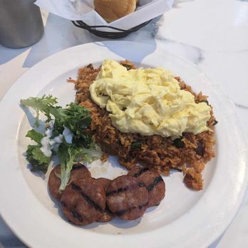 Liliha Bakery - Kimchi fried rice with choice of eggs (scrambled) and choice of meat (Portuguese sausage) - Bakeries Near Me - Honolulu, Hawaii Liliha Bakery - Kimchi fried rice with choice of eggs (scrambled) and choice of meat (Portuguese sausage) - Bakeries Near Me - Honolulu, Hawaii