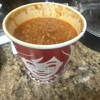 Wendy's - This is the "Large" Chili - not even filled all the way. - Fast Food Near Me - Palmdale, California