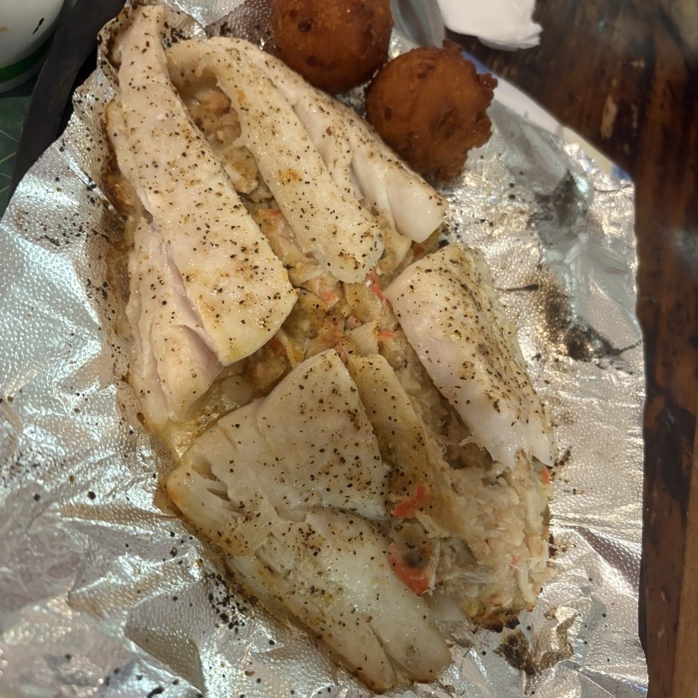 Seafood Kitchen - Baked stuffed grouper - Seafood Near Me - Atlantic Beach, Florida Seafood Kitchen - Baked stuffed grouper - Seafood Near Me - Atlantic Beach, Florida