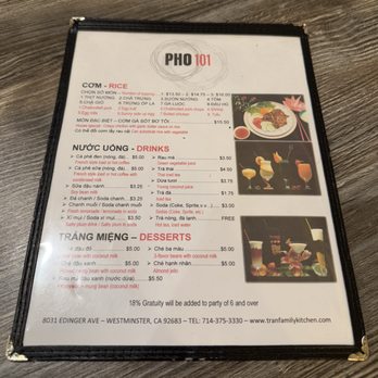 Pho 101 - Menu (back) - Vietnamese Near Me - Westminster, California Pho 101 - Menu (back) - Vietnamese Near Me - Westminster, California