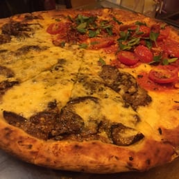 Thicker crust pizza with two different flavors Thicker crust pizza with two different flavors